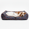 Skatrs Floral Bed for Dogs & Cats (Blue/Orange) Both-Bedding, Mats & Travel Supplies Skatrs S