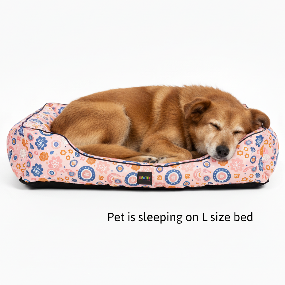 Skatrs Floral Bed for Dogs & Cats (Pink/Blue) Both-Bedding, Mats & Travel Supplies Skatrs