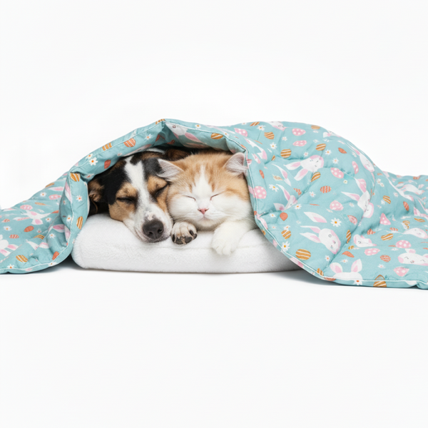 Skatrs Bunny Bloom Blanket for Dogs & Cats (Light Blue)