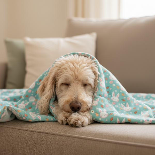 Skatrs Bunny Bloom Blanket for Dogs & Cats (Light Blue)