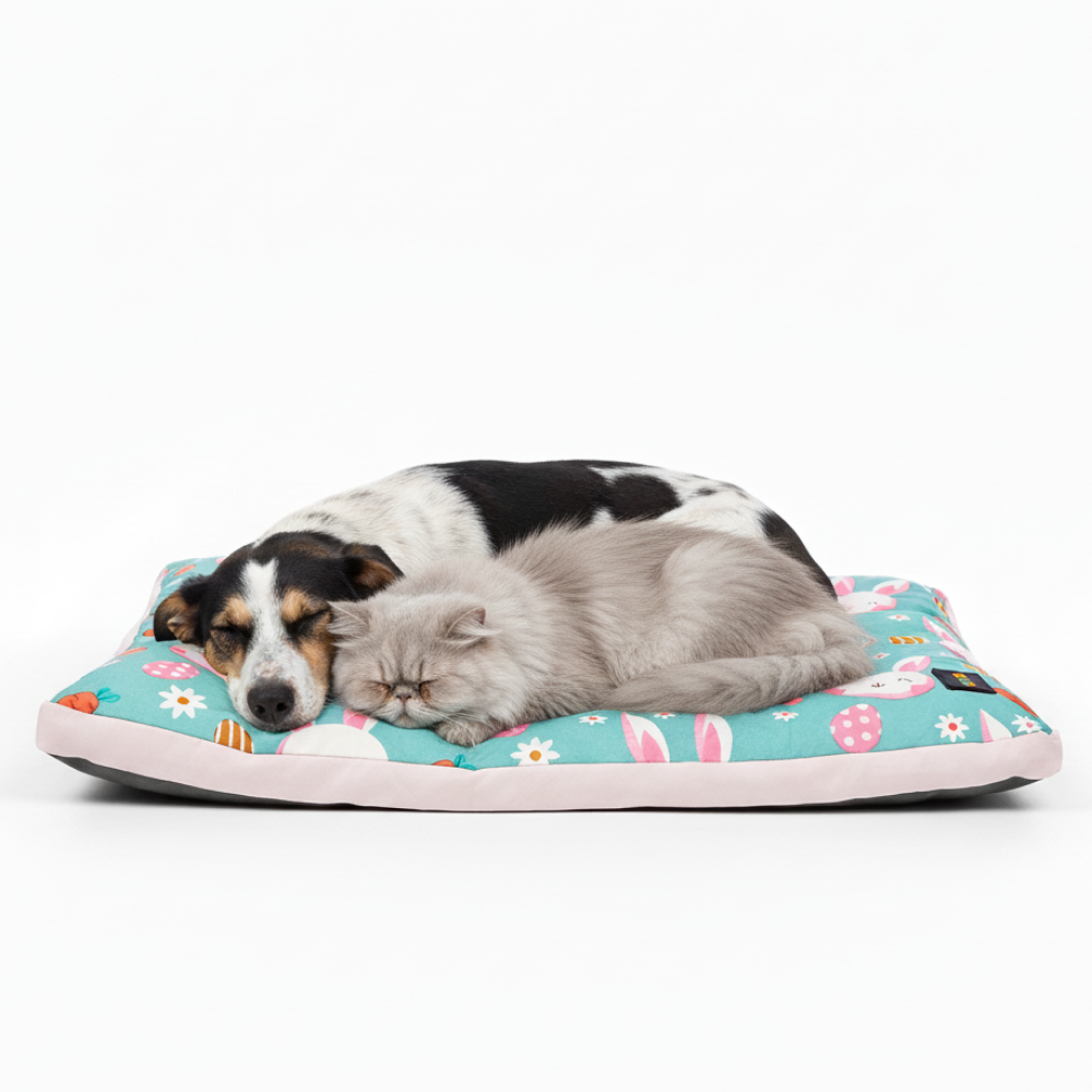 Skatrs Bunny Bloom Flat Bed for Dogs & Cats (Light Blue) Both-Bedding, Mats & Travel Supplies Skatrs L