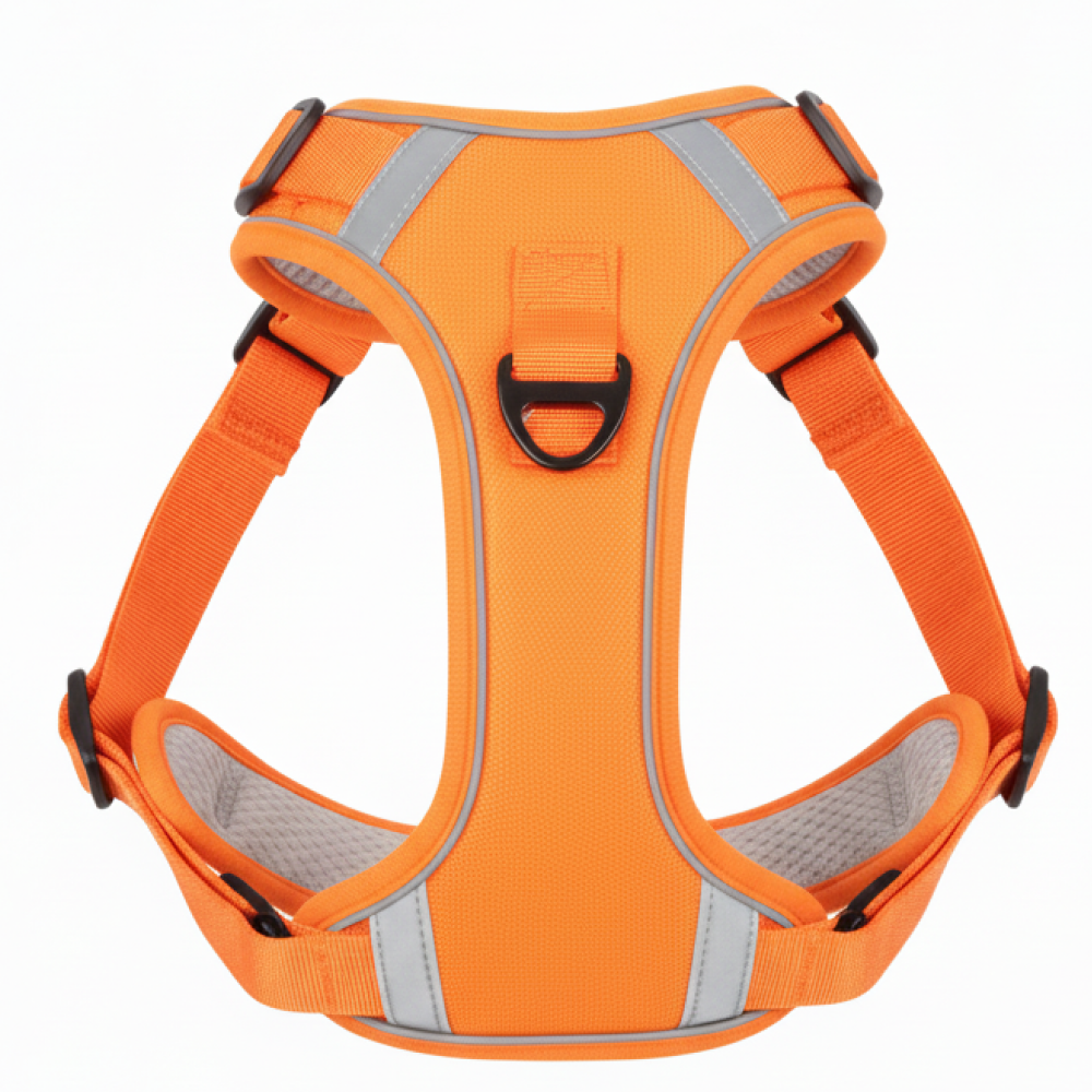 Skatrs Fully Padded Comfort Fiery Reflective Harness for Dogs & Cats (Orange) Both-Collar, Leashes, harnesses Skatrs