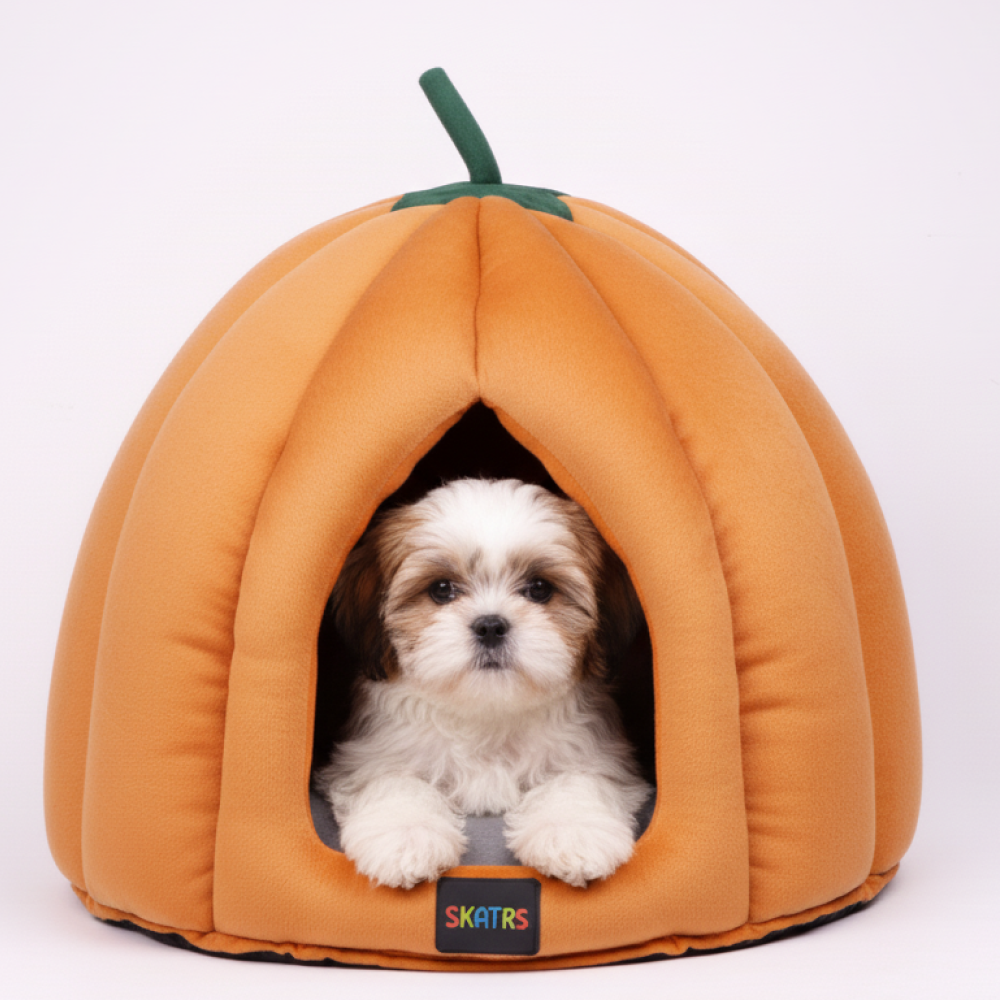 Skatrs Pumpkin Spice House for Cats and Small Dogs Cats-Bedding, Mats & Travel Supplies Skatrs