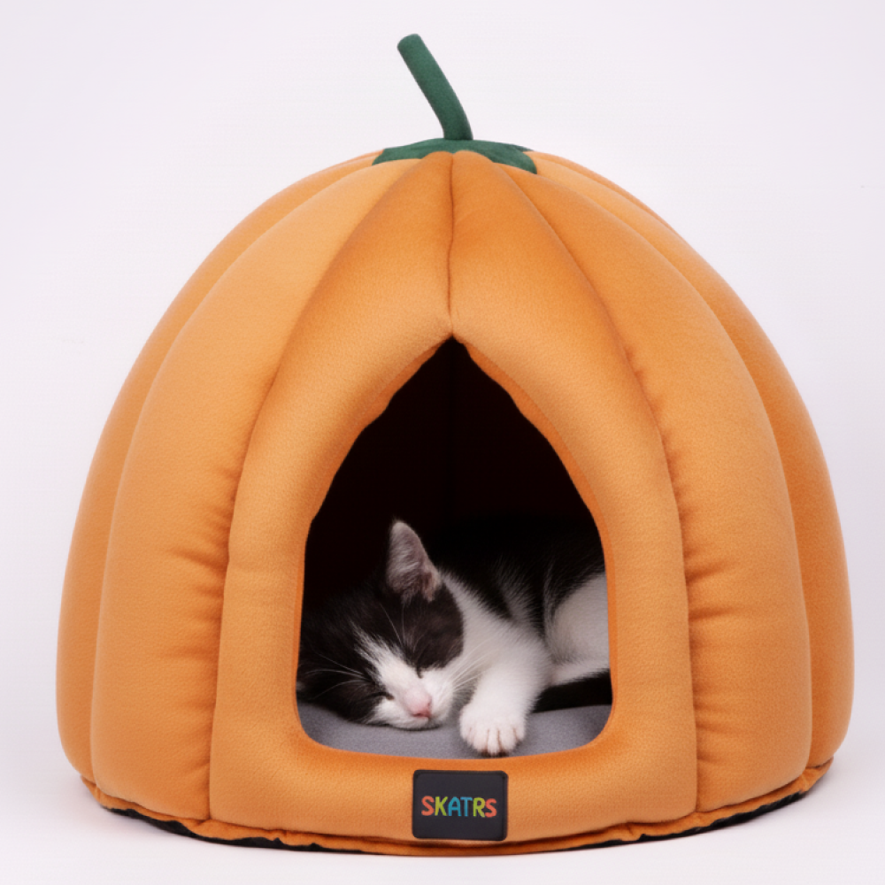 Skatrs Pumpkin Spice House for Cats and Small Dogs Cats-Bedding, Mats & Travel Supplies Skatrs