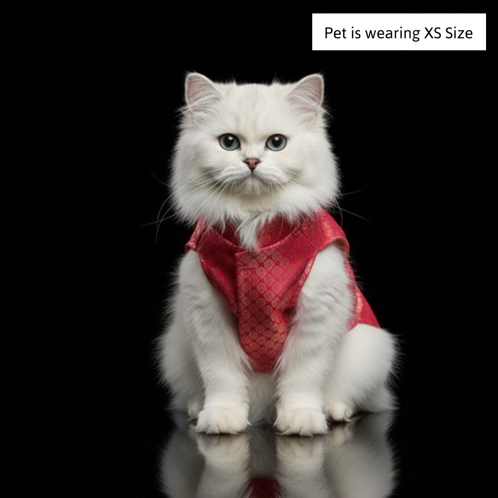 Skatrs Brocade Gold Printed Sherwani for Dogs and Cats (Pink) Both-Clothing & Accessories Skatrs XS