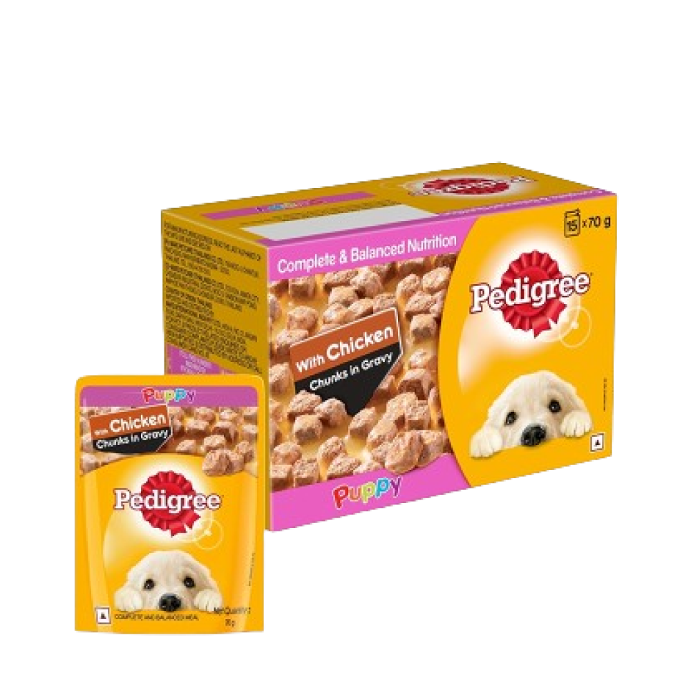 Pedigree Chicken Chunks in Gravy Pouch Puppy Dog Wet Food (70g)