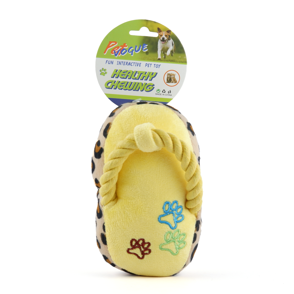 Pet Vogue Sandal Shaped Yellow Plush Toy for Dogs | For Soft Chewers