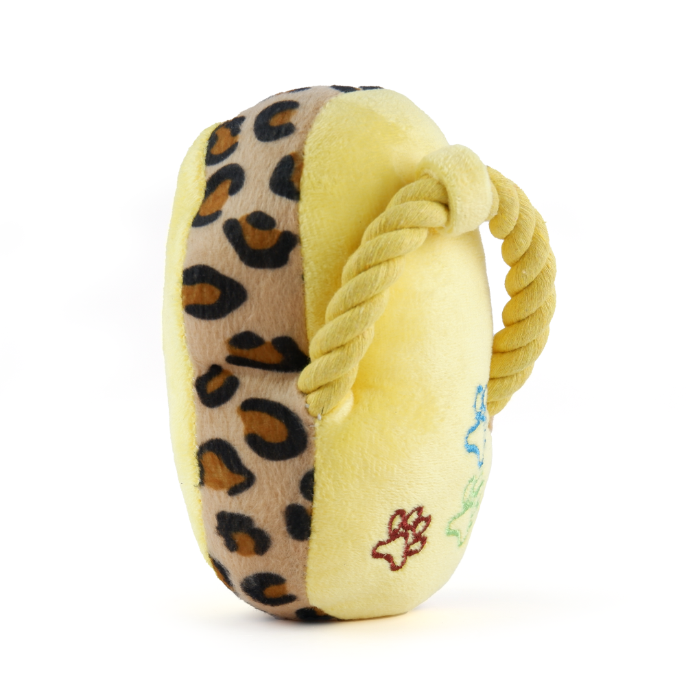 Pet Vogue Sandal Shaped Yellow Plush Toy for Dogs | For Soft Chewers