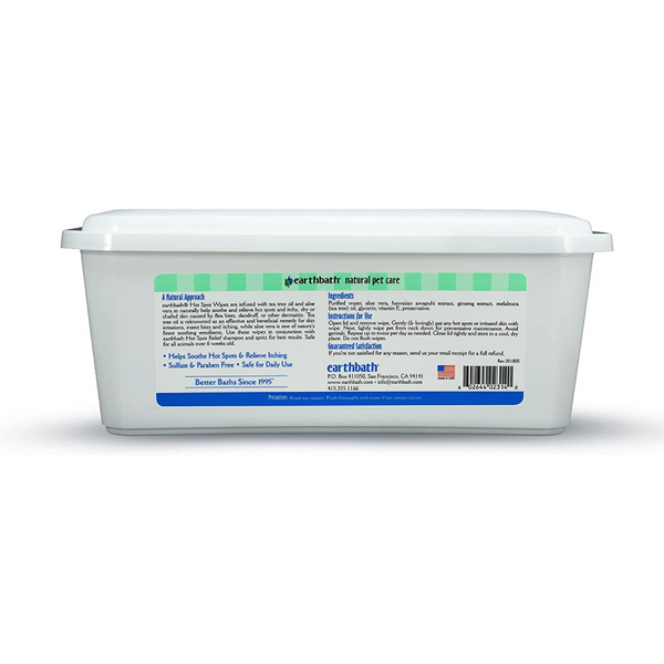 EarthBath Tea Tree & Aloe Vera Hot Spot Wipes for Dogs and Cats