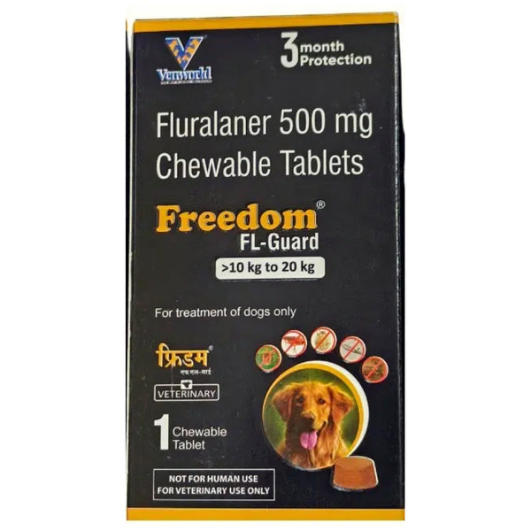 Venkys Freedom FL Guard Fluralaner 500mg Tablets for Dogs from 10 to 20kg
