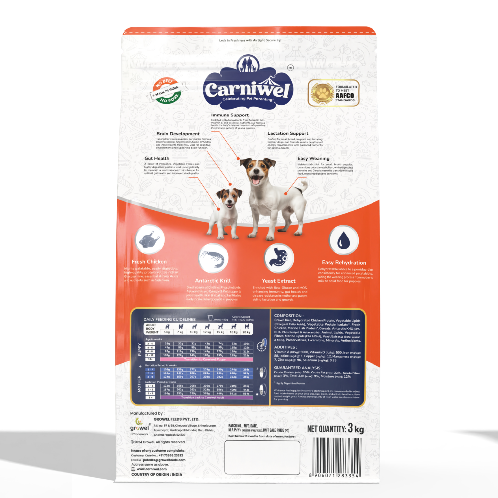 Carniwel Fresh Chicken Kibble Starter For Small Breed Mother & Baby Dog Dry Food Dogs- Dry Food Carniwel