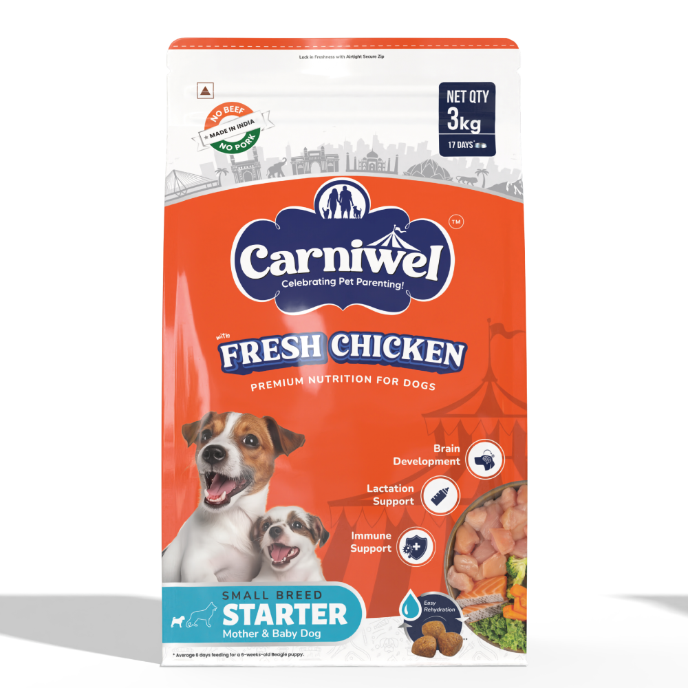 Carniwel Fresh Chicken Kibble Starter For Small Breed Mother & Baby Dog Dry Food Dogs- Dry Food Carniwel 3kg