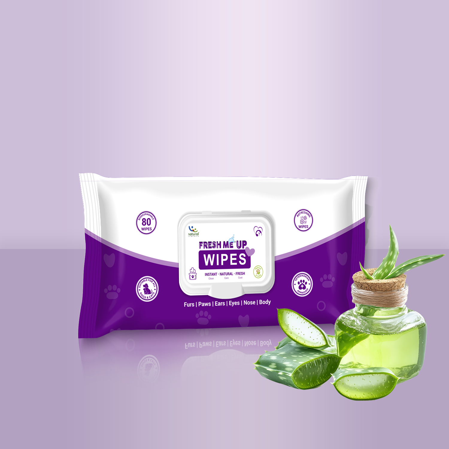 Natural Remedies Fresh Me Up Aloe Vera Wipes for Dogs & Cats Both-Grooming Supplies Natural Remedies 80Wipes
