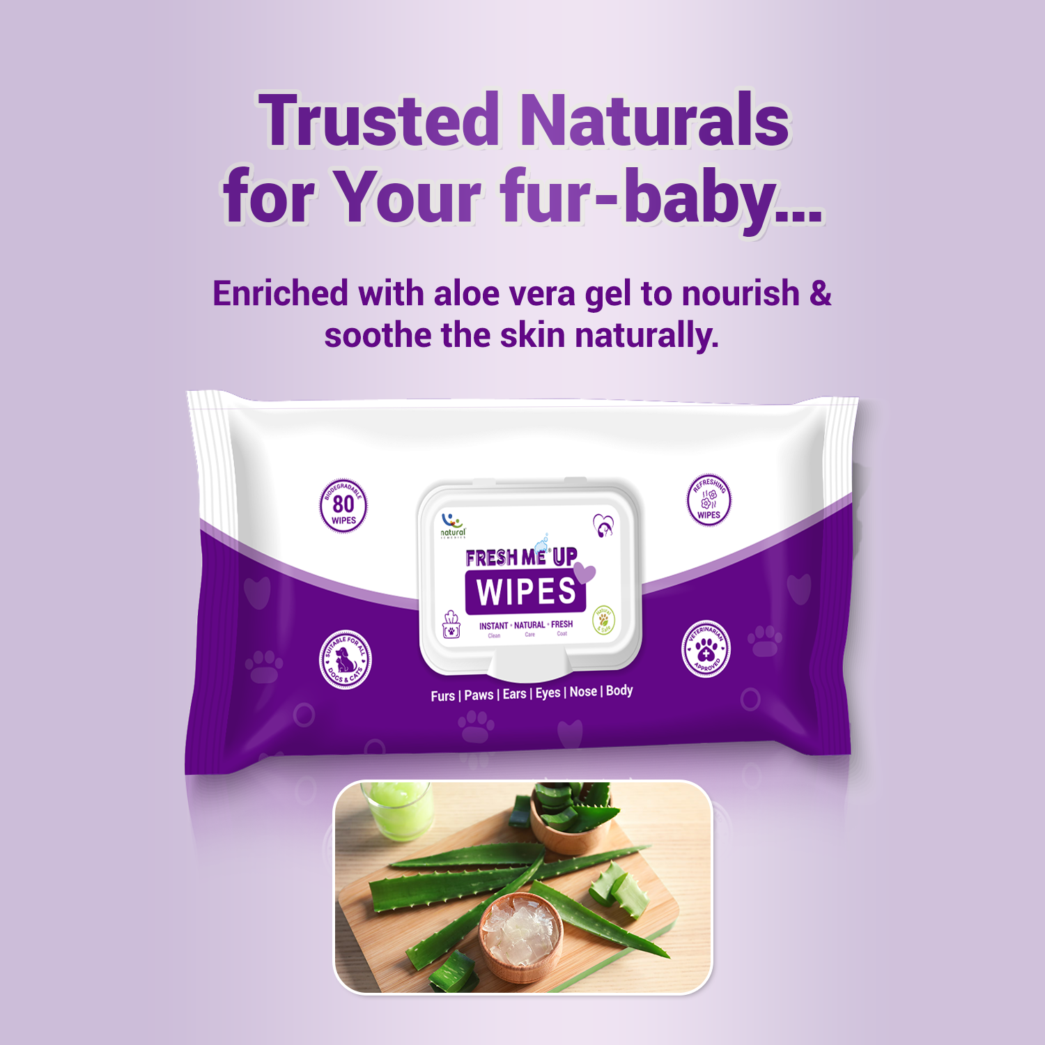 Natural Remedies Fresh Me Up Aloe Vera Wipes for Dogs & Cats Both-Grooming Supplies Natural Remedies