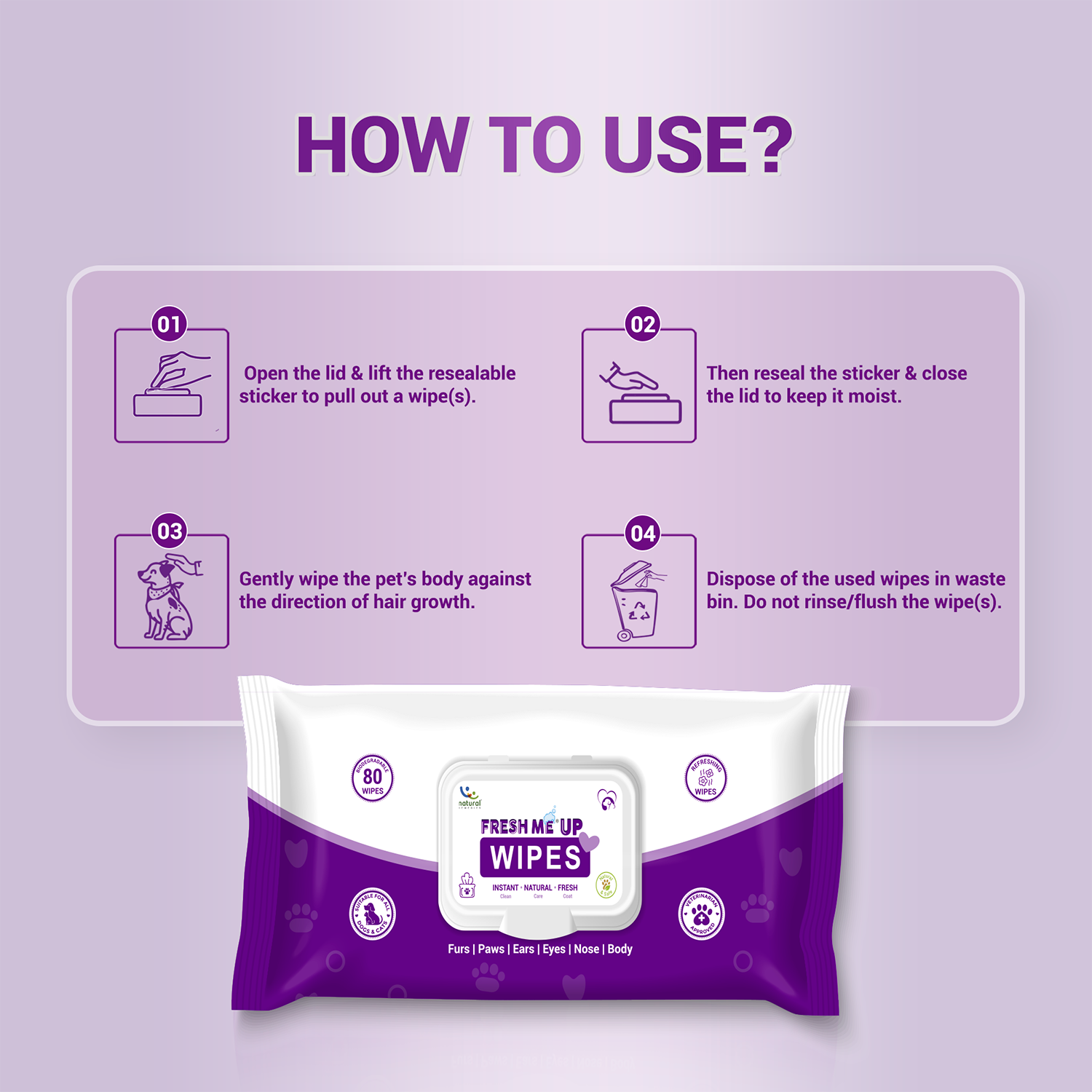 Natural Remedies Fresh Me Up Aloe Vera Wipes for Dogs & Cats Both-Grooming Supplies Natural Remedies