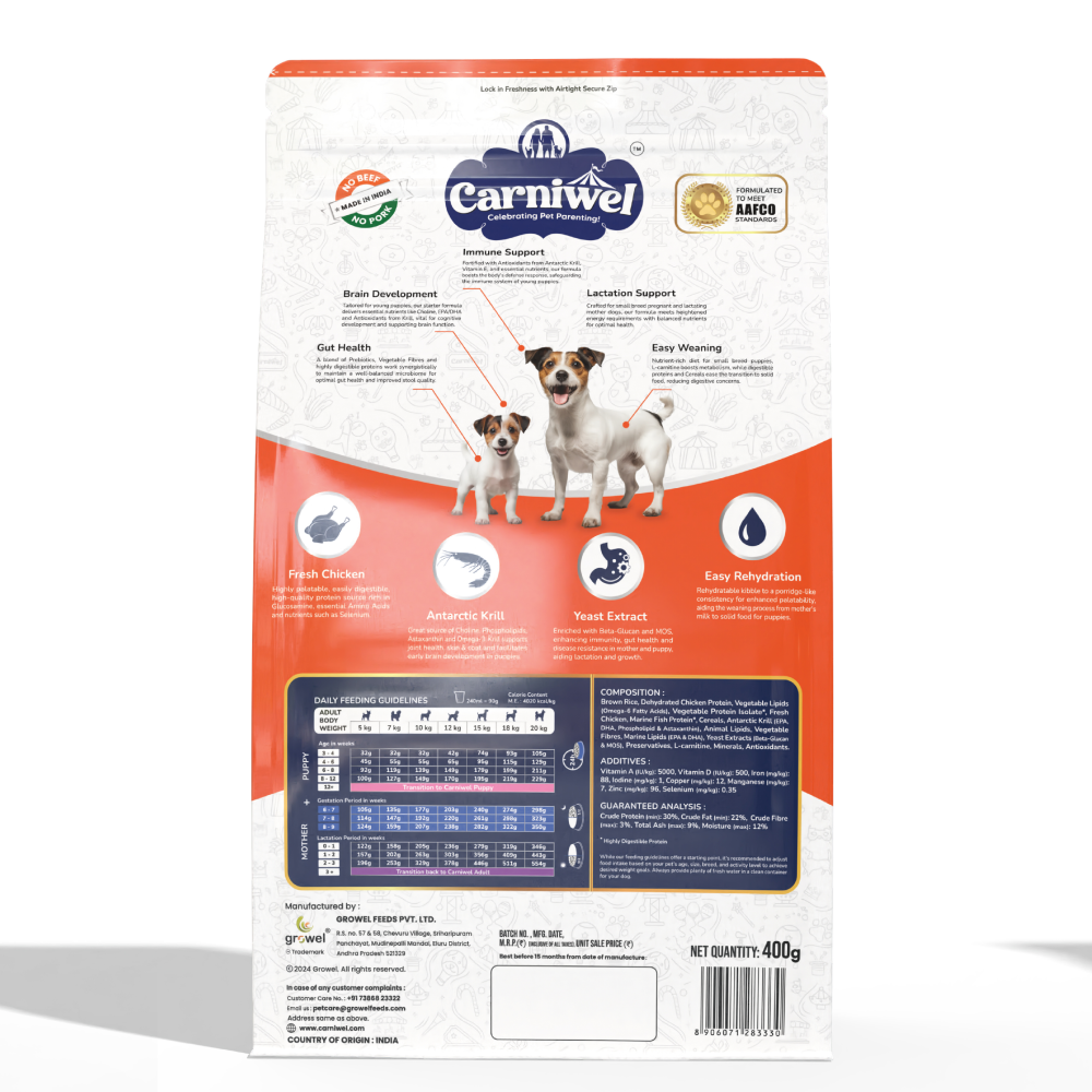 Carniwel Fresh Chicken Kibble Starter For Small Breed Mother & Baby Dog Dry Food Dogs- Dry Food Carniwel