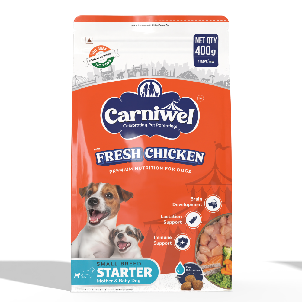 Carniwel Fresh Chicken Kibble Starter For Small Breed Mother & Baby Dog Dry Food Rewards Dogs- Dry Food Carniwel 400g