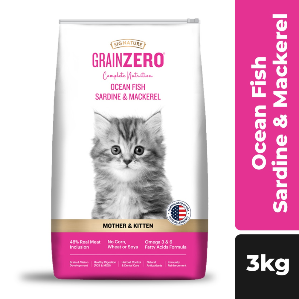 Signature Grain Zero Ocean Fish, Sardine and Mackerel Mother and Kitten Cat Dry Food