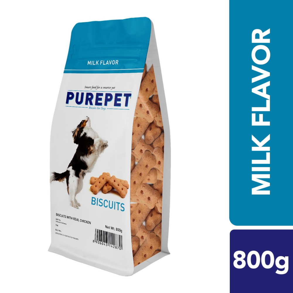 Purepet Milk Flavour Real Chicken Biscuit Dog Treats Pouch Dog Treats + Others Purepet