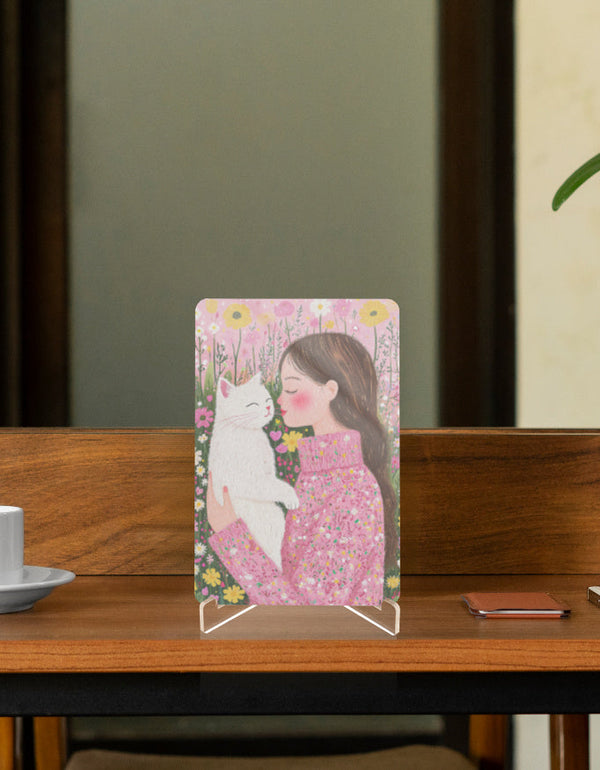 EverythingBoho Cat Mom Acrylic Display Stand (White)