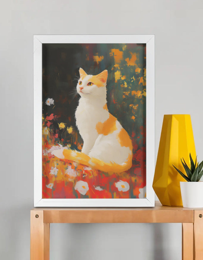 EverythingBoho The Farsighted Cat Wall Art (White) Pet Parent-Gifting & Merch EverythingBoho Dropship A4 Unframed