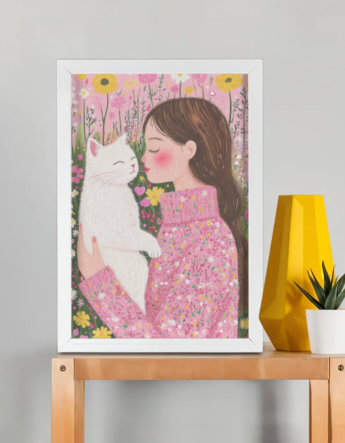 EverythingBoho Cat Mom Wall Art (White) Pet Parent-Gifting & Merch EverythingBoho Dropship A3 Unframed