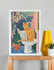 EverythingBoho The News Hungry Cat Wall Art (White) Pet Parent-Gifting & Merch EverythingBoho Dropship A3