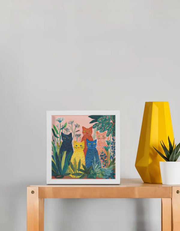 EverythingBoho Gangster Cats Wall Art (White)