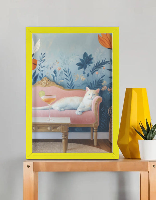 EverythingBoho Persian Queen Cat Wall Art (Yellow)