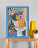 EverythingBoho The News Hungry Cat Wall Art (Royal Blue) Pet Parent-Gifting & Merch EverythingBoho Dropship A3