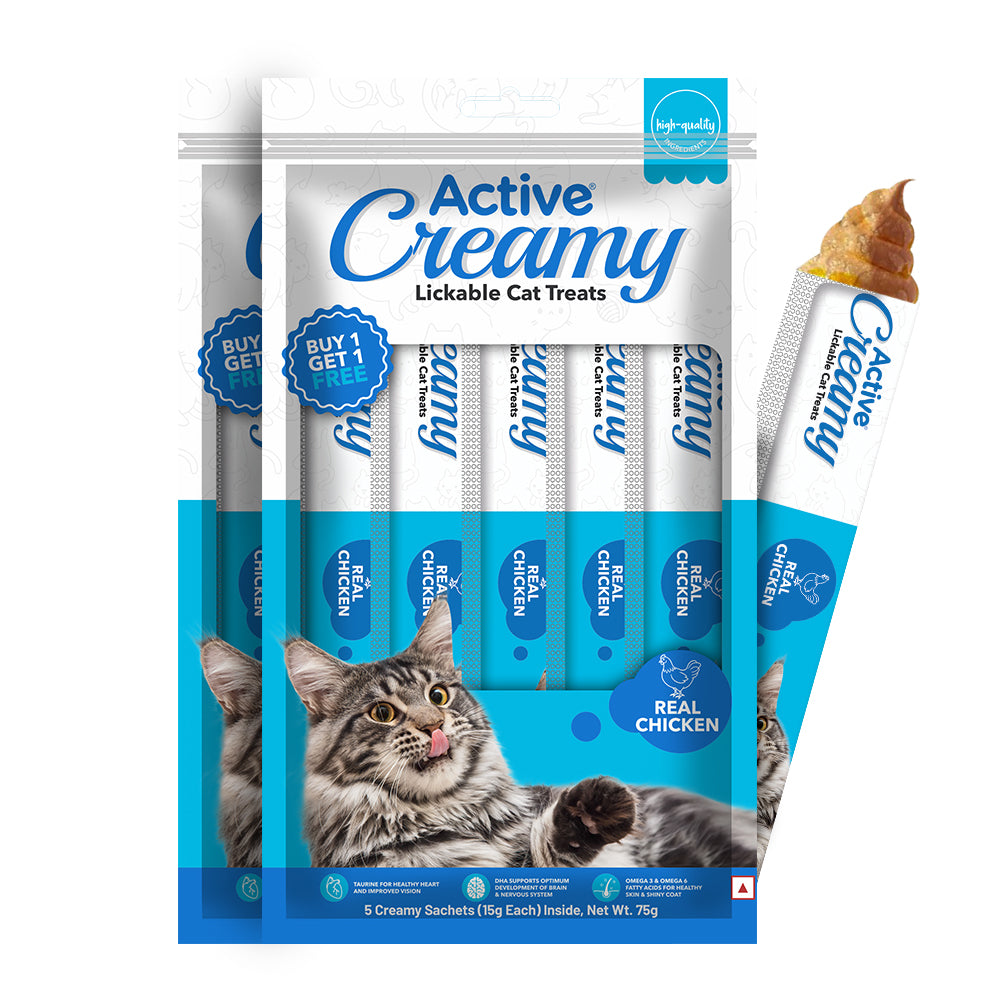Active Lickable Real Chicken Creamy Cat Treats Cats-Treats & Others Active 75g+75g