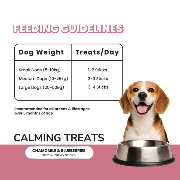 Fullr Calming Treats Chamomile & Blueberries Soft & Chewy Sticks for Dogs