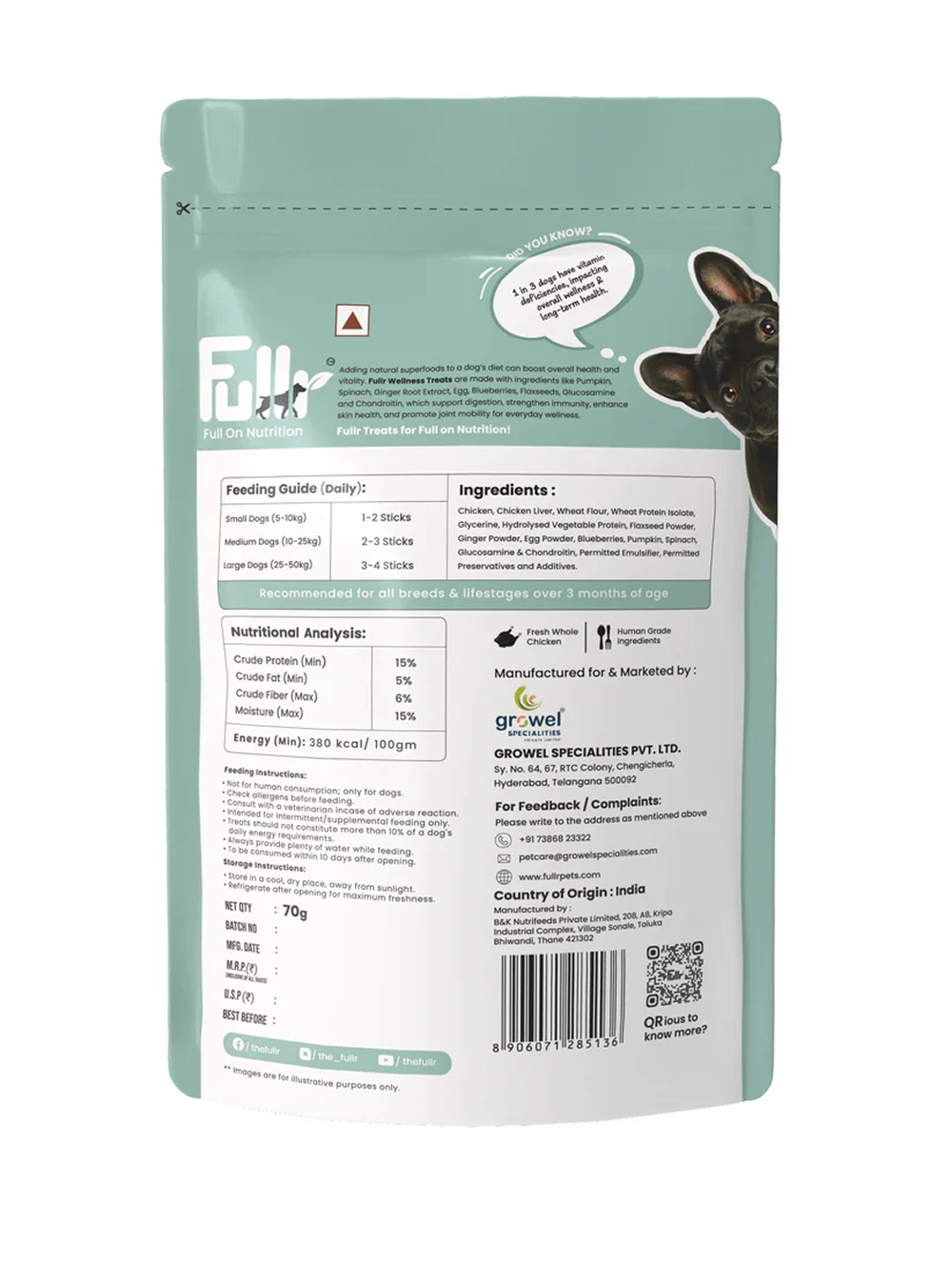 Fullr Daily Wellness Soft and Chewy Stick Treats Dog Treats + Others Fullr