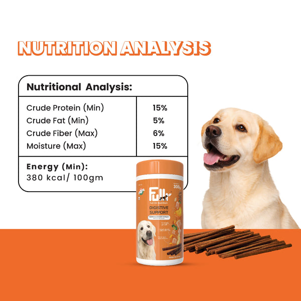 Fullr Digestive Care Dog Treats Pumpkin & Chicory Extract Soft & Chewy Sticks for Dogs