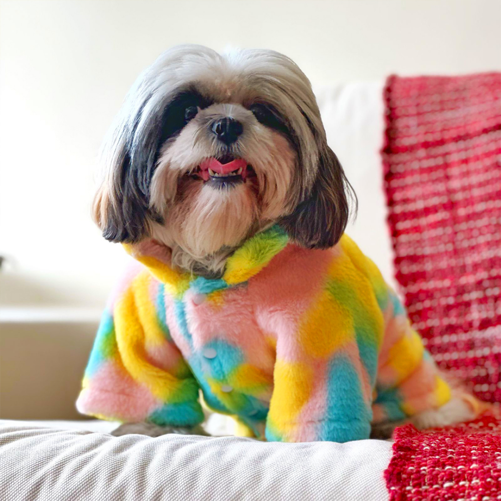 Dogobow Fur Jacket for Dogs and Cats (Rainbow) (Get a Bow Free)