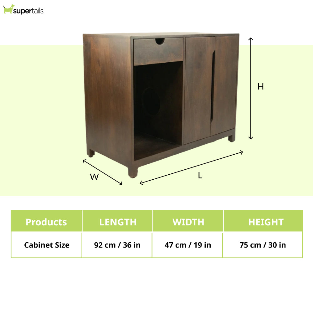 FurryLiving Paco Litter Cabinet for Cats (Dark Brown)