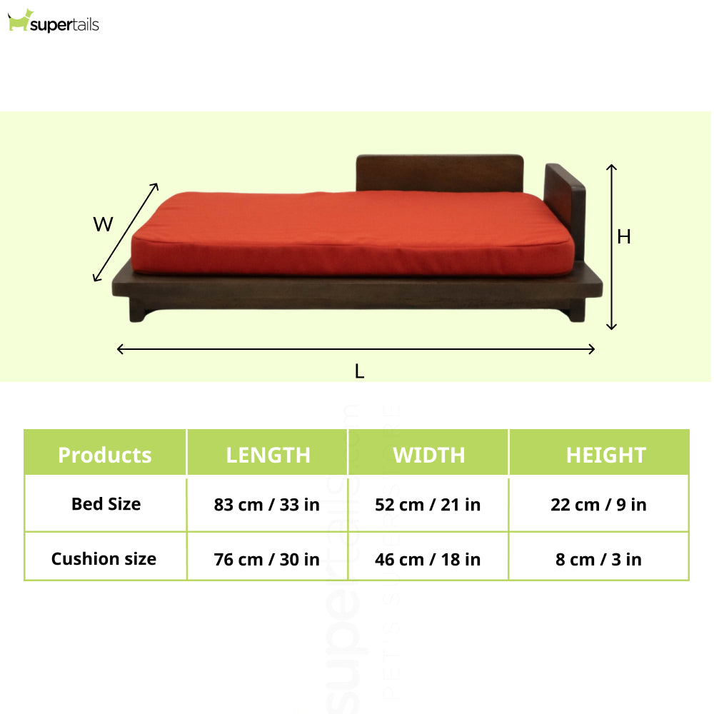 FurryLiving Barkly Bed with Cushion for Dogs (Dark Brown/Red Cushion) Dogs-Furniture FurryLiving Dropship