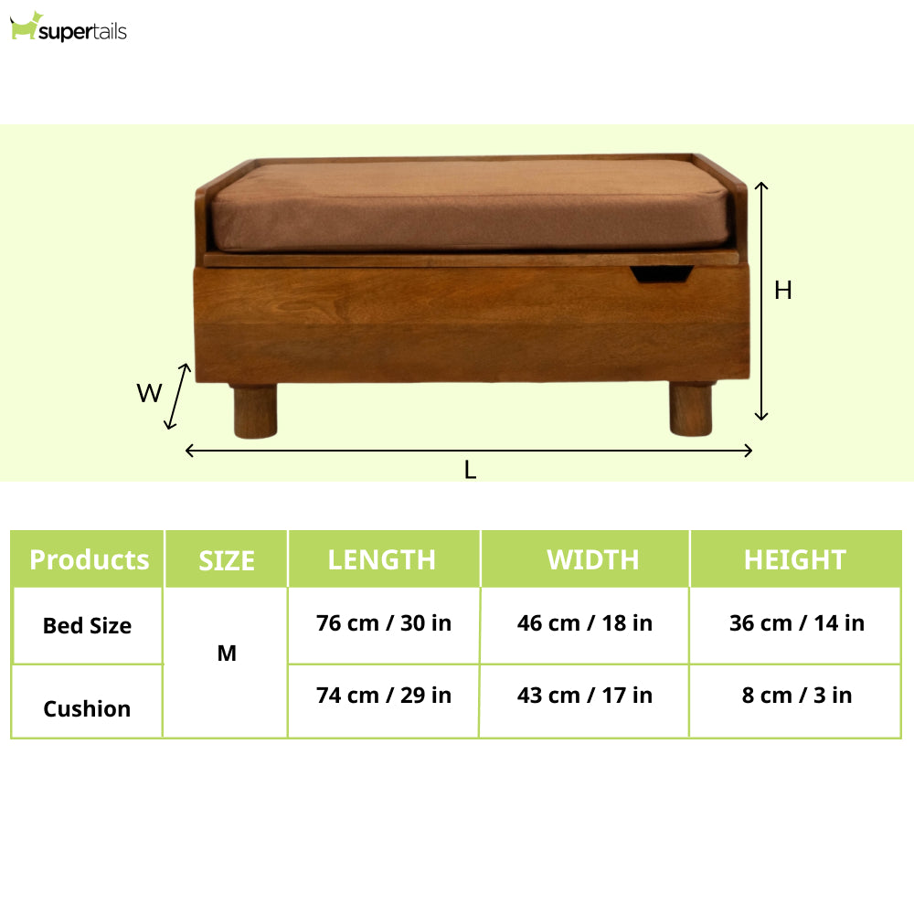 FurryLiving Hibachi Honey Bed with Storage for Dogs (Honey/Brown Cushion) Both-Furniture FurryLiving Dropship