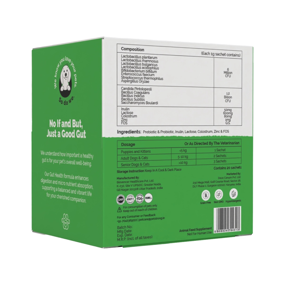 PetStrong Probiotic and Prebiotic Gut Health Supplement Sachet for Dogs and Cats Dogs-Health & Wellness PetStrong