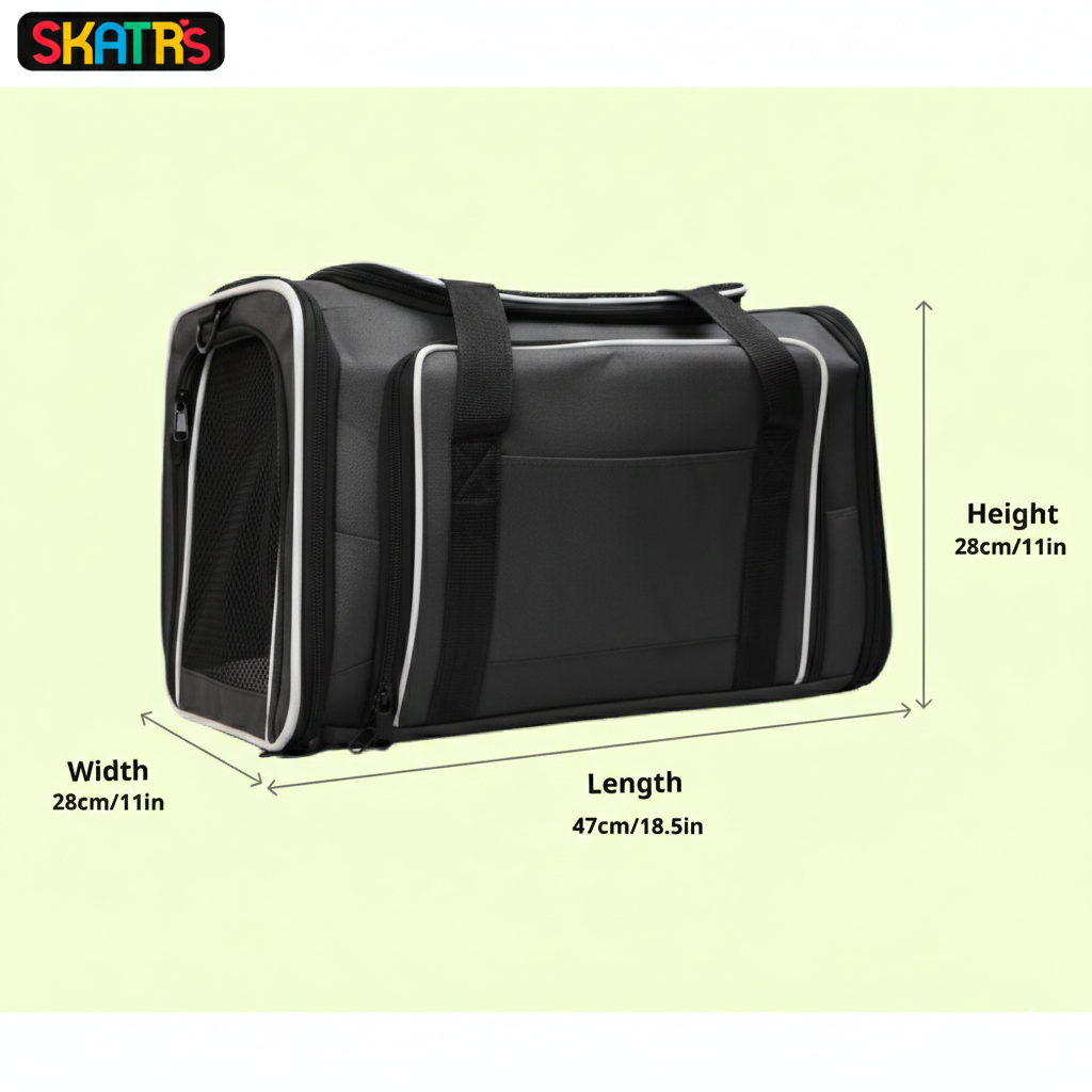 Skatrs Foldable Expandable Pet Travel Carrier Bag for Small Dogs, Adult Cats & Kittens (Grey) Cats-Bedding, Mats & Travel Supplies Skatrs