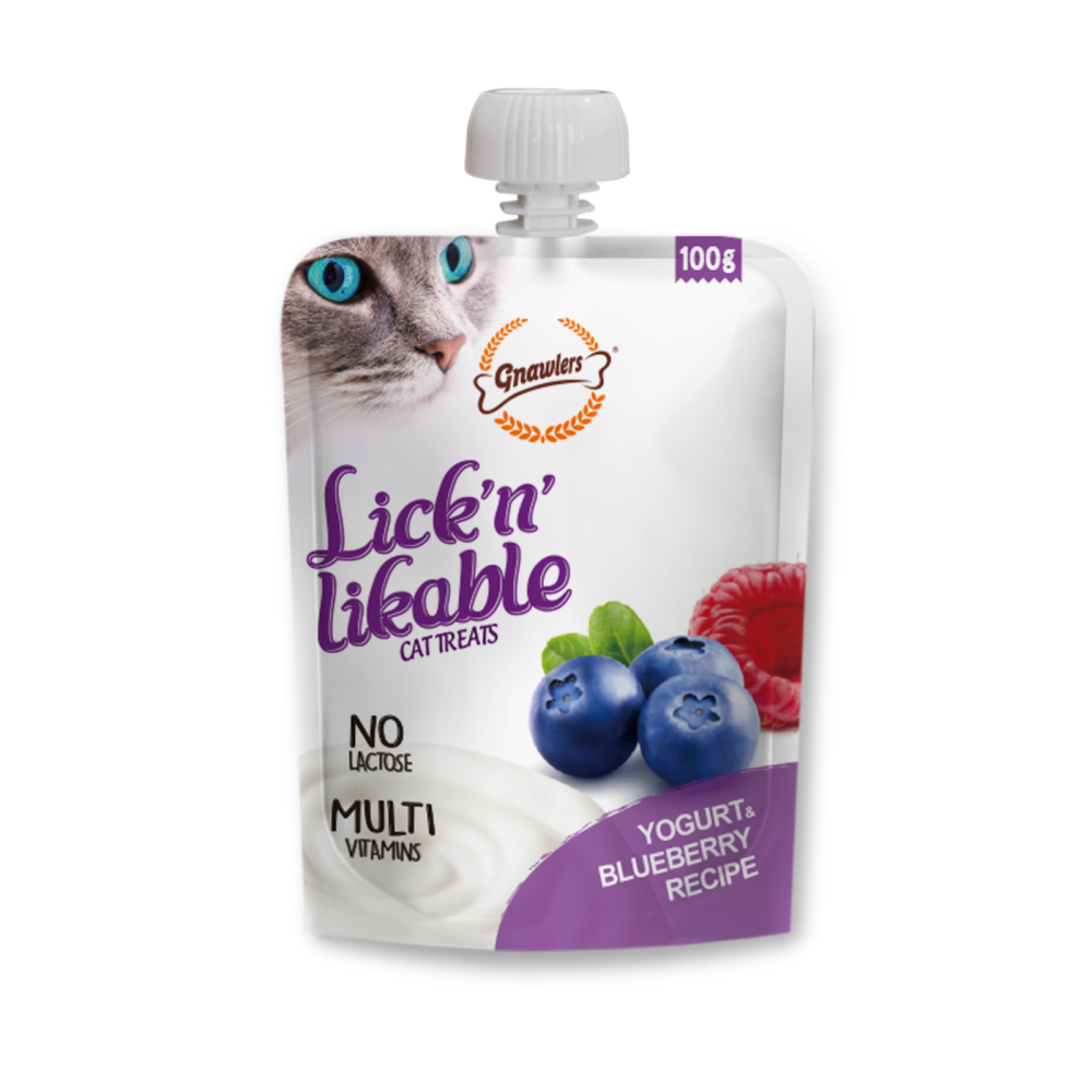 Gnawlers Yogurt, Blueberry, Salmon, Cranberry Combo Lick Treats Cat Cats-Treats & Others Gnawlers