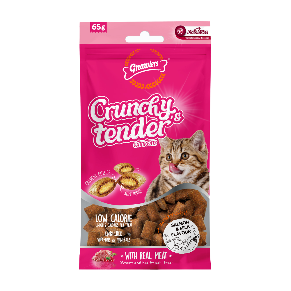 Gnawlers Salmon & Milk Crunchy Tender Cat Treats Cats-Treats & Others Gnawlers 65g