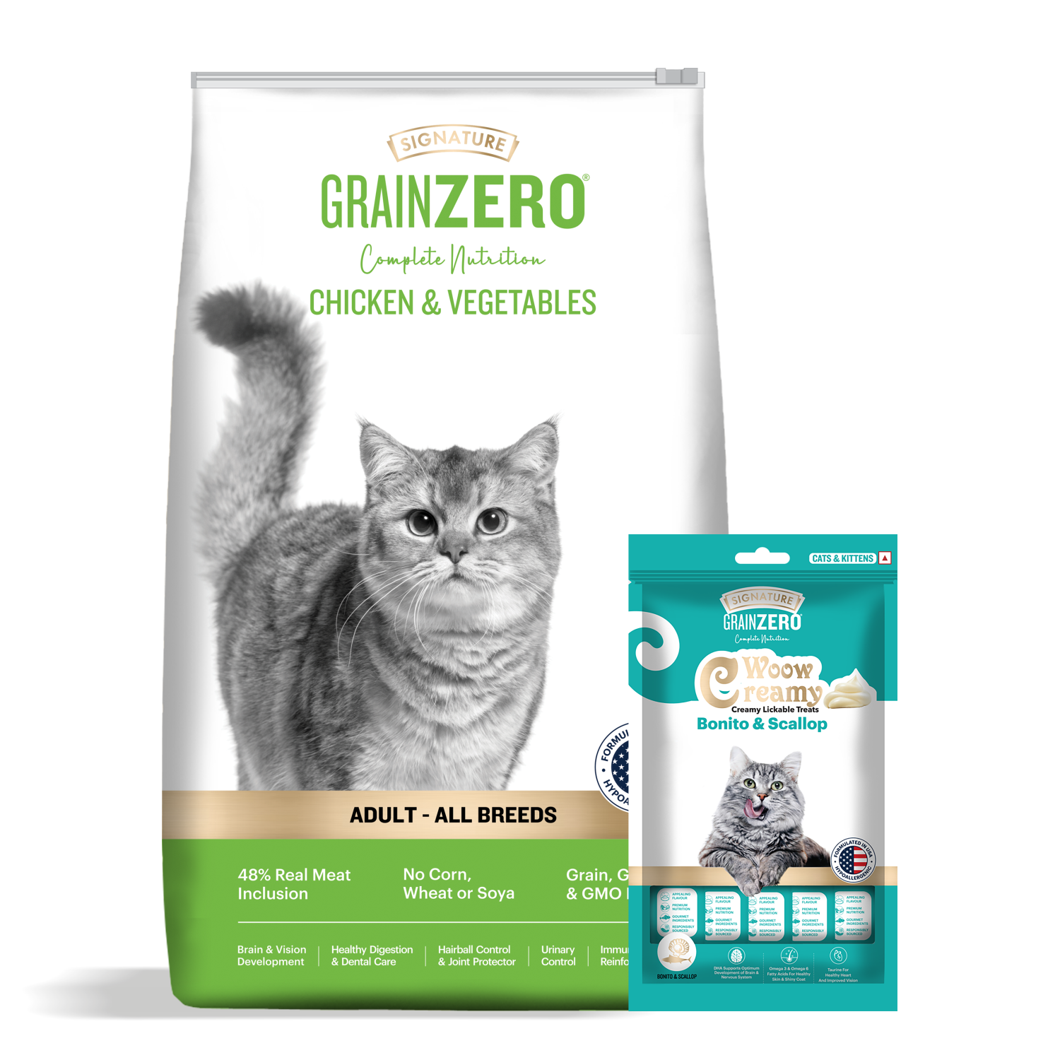 Signature Grain Zero Chicken & Vegetable Adult Cat Dry Food For All Breed Cats- Dry food Signature