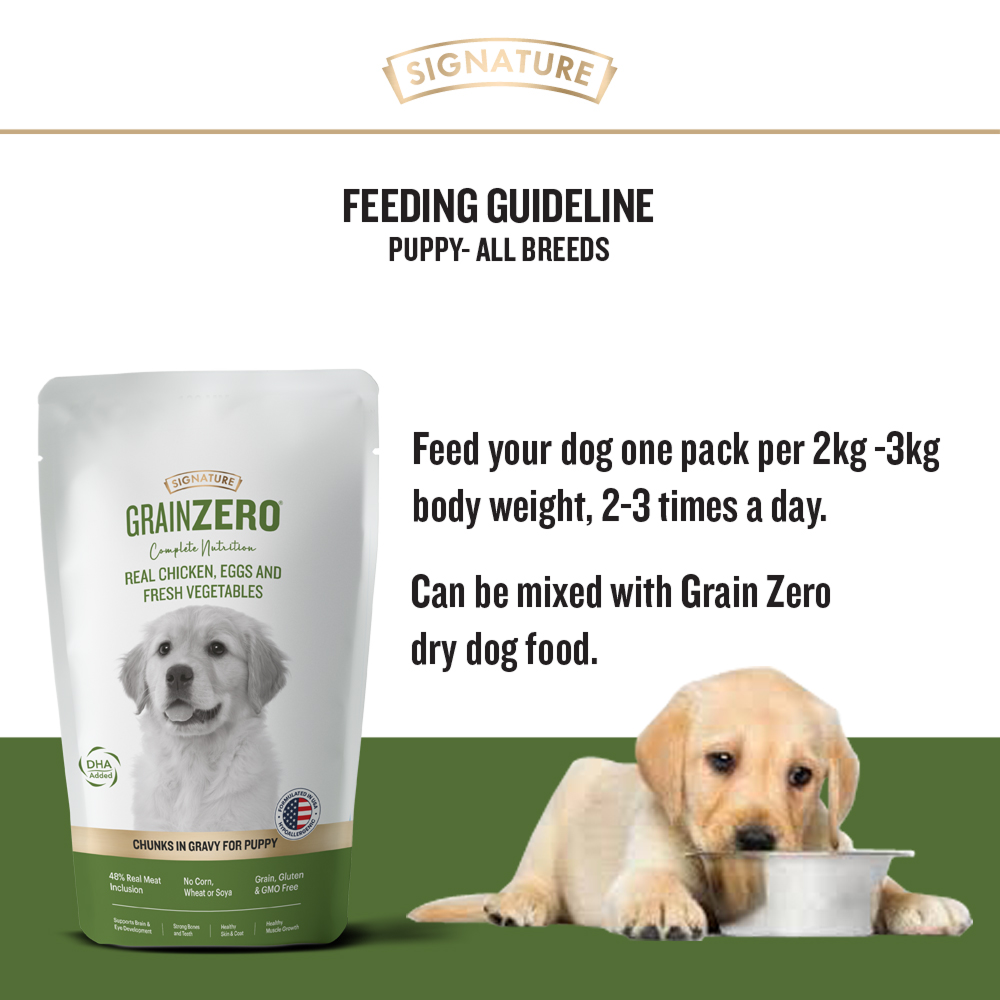 Signature Grain Zero Real Chicken Chunks Gravy Puppy Dog Wet Food Dogs-Wet Food Signature
