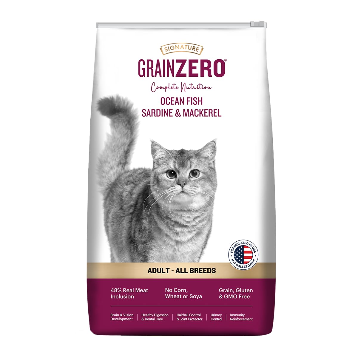 Signature Grain Zero Ocean Fish, Sardine and Mackerel Adult Cat Dry Food Cats- Dry food Signature 20kg+75g Treat Free
