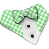 PawsIndia Green Checks Pattern Tuxedo Bandana with Matching Bow for Dogs and Cats Both-Clothing & Accessories Pawsindia Dropship M
