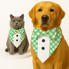 PawsIndia Green Checks Pattern Tuxedo Bandana with Matching Bow for Dogs and Cats Both-Clothing & Accessories Pawsindia Dropship