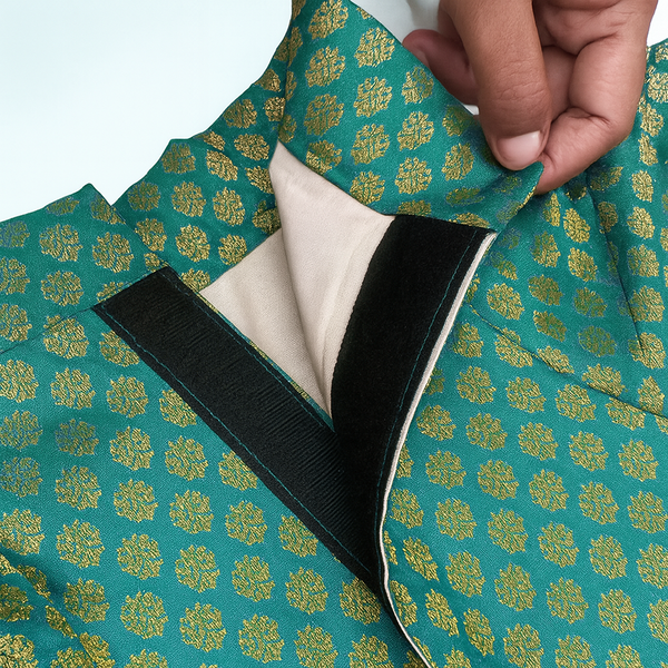 Pawsindia Traditional Royal Brocade Dress for Cats (Aqua Green)