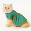Pawsindia Traditional Royal Brocade Dress for Cats (Aqua Green) Cats-Clothing & Accessories Pawsindia Dropship M