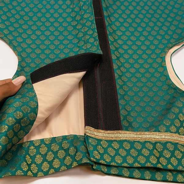Pawsindia Traditional Royal Brocade Kurta for Cats (Aqua Green)
